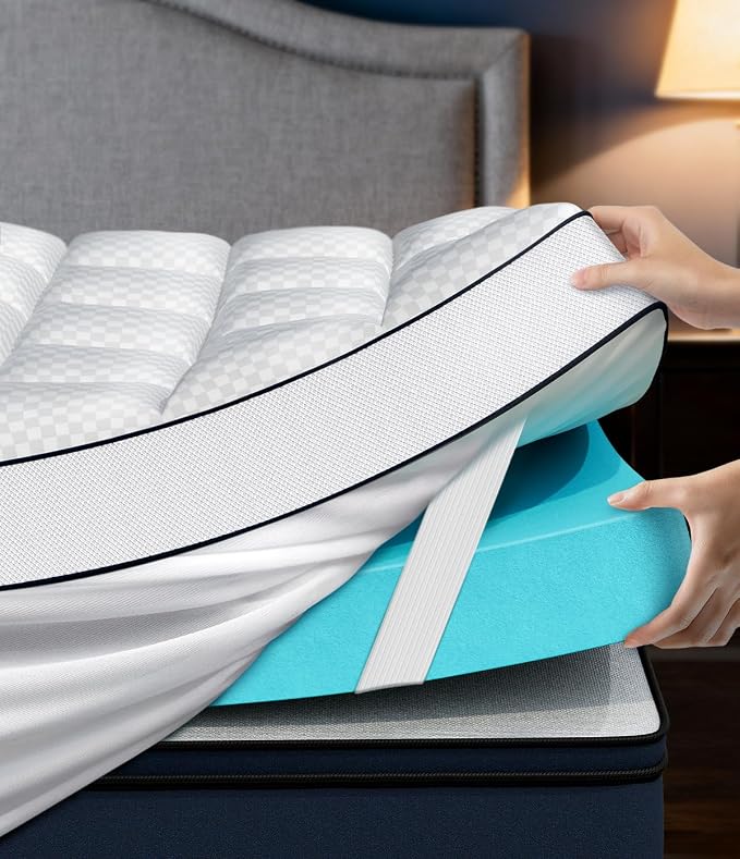 Dual Layer 4 Inch Memory Foam Mattress Topper Queen Size, CertiPUR-US Mattress by Panyu
