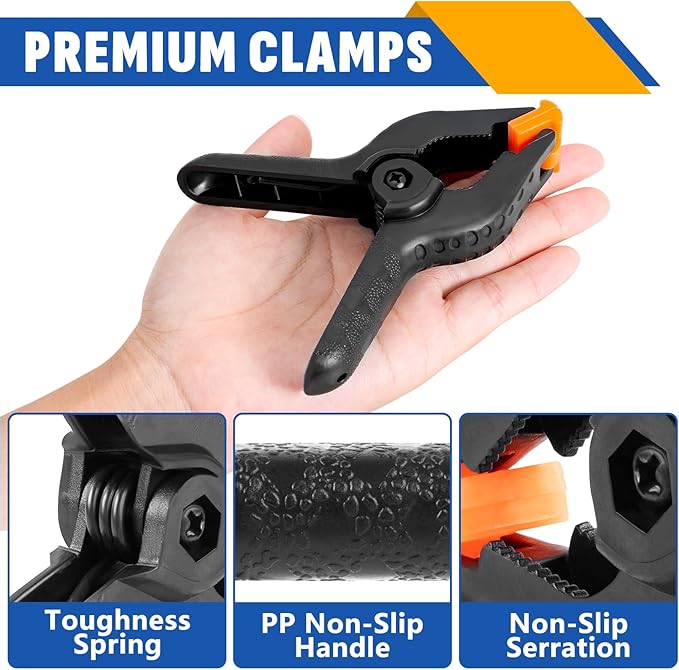 20 Pack 4.5 inch Plastic Spring Clamps, Backdrop Clips, Woodworking Clamps - Image 3