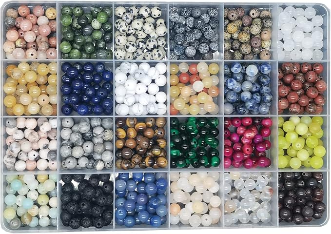 720pcs 6mm Natural Round Stone Beads Gemstone Beading Hole Size 1mm Crystal by Maonewque-GemstonesBeads