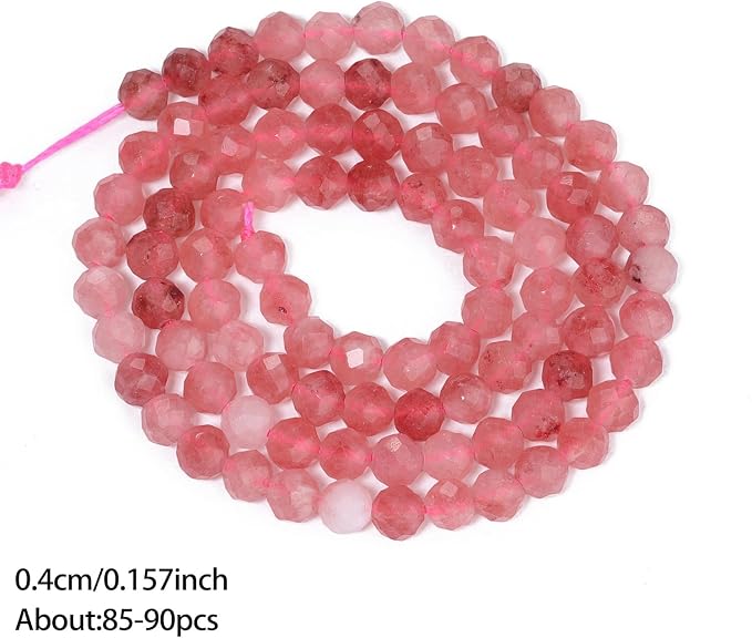 4mm 90pcs Strawberry Quartz Tiny Gemstone Beads - Image 3