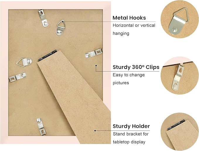 6x8 Picture Frame with Wavy Mat, Wooden Real Glass 6 x 8 Photo Frame - Image 4