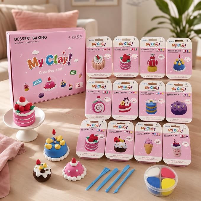 Air Dry Clay Kit for Kids, 12 Dessert Baking Modeling Clay for Kids, DIY Model - Image 7
