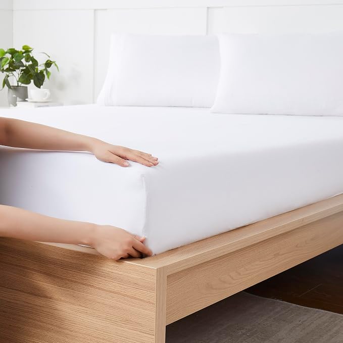 Queen Fitted Sheet Only with Full Elastic & Built in Corner Sheet Straps to by SweetHomeCollection