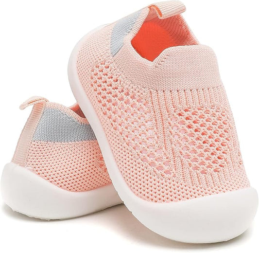 Baby Walking Shoes Toddler Girl Boy Soft Sole Breathable Cotton Canvas Shoes Infant Lightweight Non-Slip Safer Slip-on First Walkers Shoes Casual Tennis Wide Sneakers Rubber Soles Running Outdoor
