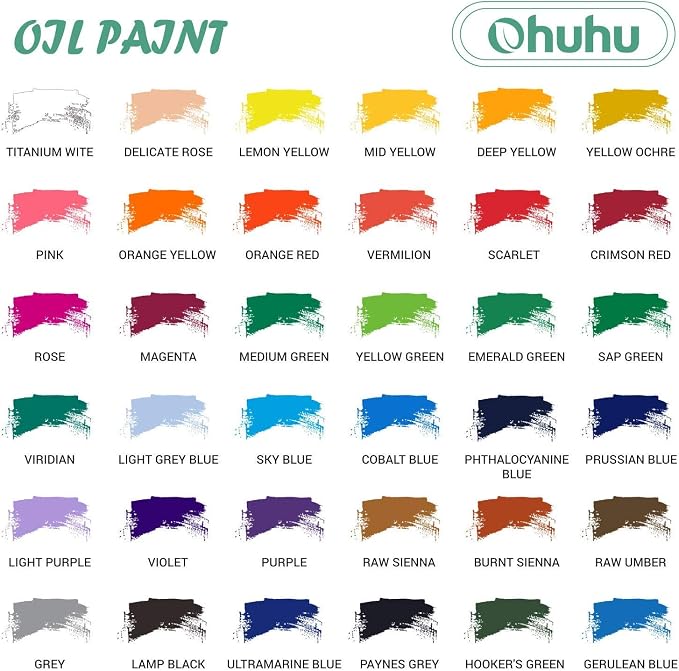 Ohuhu Oil Paint Set, 36 Oil-Based Colors, 12ml/0.42oz x 36 Tubes Non-Toxic Oil - Image 4