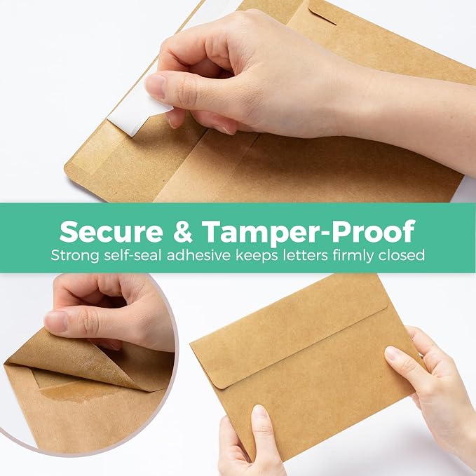 Ohuhu A7 Blank Brown Kraft Cards and Self-Seal Envelopes 100 Pack | 5" x 7" - Image 7