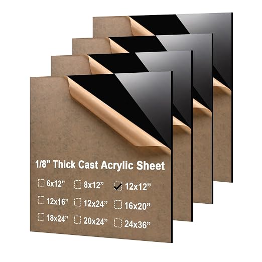 KINLINK 12x12 Plexiglass Sheets 1/8 inch Thick - 3mm Black Cast Acrylic Sheet by KINLINK