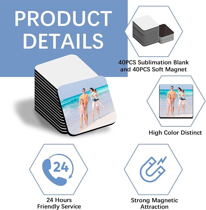 80PCS Sublimation Magnet Blanks 3x3 Bulk Square Produnts 40 Pcs Sublimation - Image 4