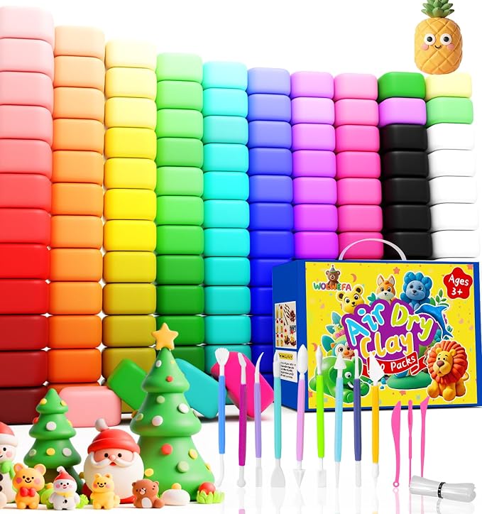 Air Dry Clay for Kids 120 Packs Air Foam Clay, 100 Customized Colors, More by WOLWEFA
