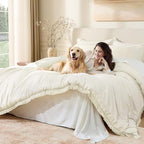 Andency King Size Comforter Set Ivory, 3 Pieces Boho Soft Lightweight Bedding - Image 3