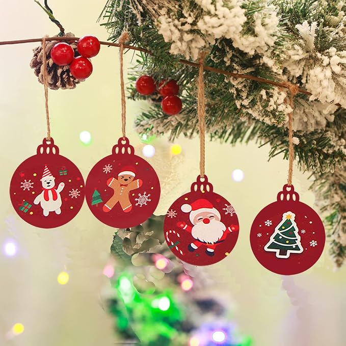 Artmag 50pcs Christmas Unfinished Wood Wooden DIY Ornaments Blank Round Wood - Image 2