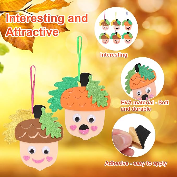 Fennoral 12 Pack Fall Crafts for Kids Make You Hazelnut Foam Stickers DIY - Image 4