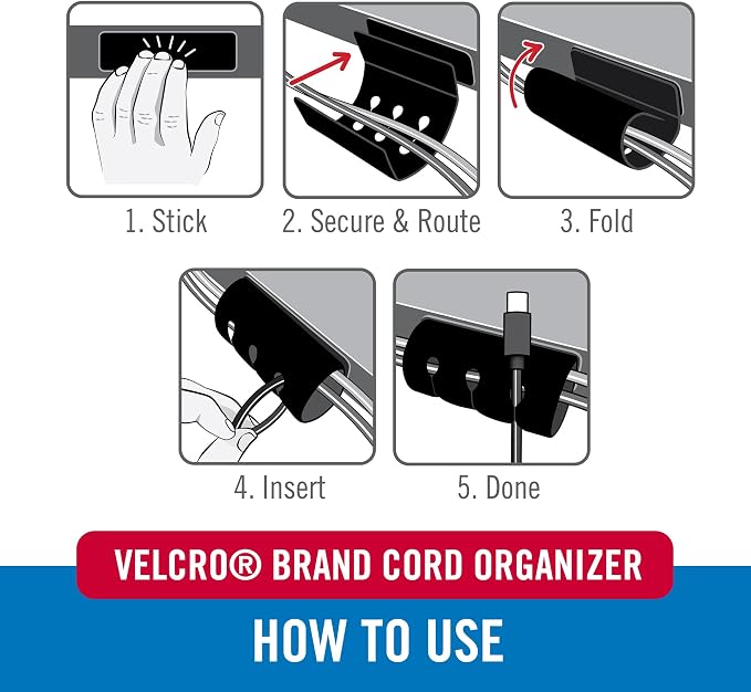 VELCRO Brand Cord Organizer for Desk Cable Management, Nightstand Organization - Image 4