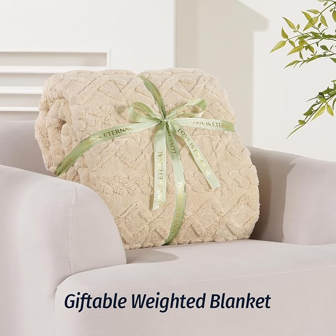 Wemore Weighted Blanket for Adults Twin Size 20 lbs, Dual Sided Soft Fuzzy - Image 6