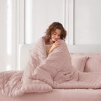 MUXHOMO 7 Pieces California King Comforter Set, Seersucker Bed in a Bag Cal - Image 6