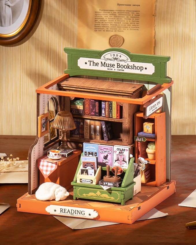 Rolife DIY Mini Building House Miniature Kit-The Muse Bookshop, Miniature - Image 2