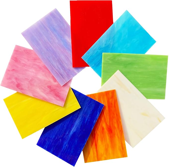 9 Pack Stained Glass Sheets, 4 x 6 inch, Slight Texture, 1/8 inch Thick - Image 2