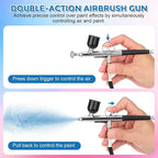 Airbrush Kit with Air Compressor, 50 PSI Clog-Resistant Air Brush Set, Dual - Image 3