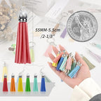 120 Pack Leather Keychain Tassels Charms Silver White Cap Multicolor Tassels - Image 3