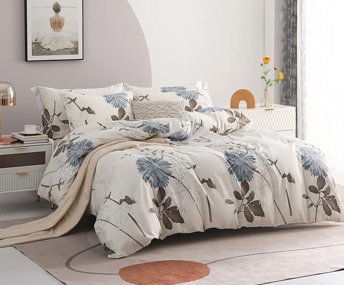 SLEEPBELLA Duvet Cover Full Size, 600 Thread Count Cotton Botanical Flowers - Image 2