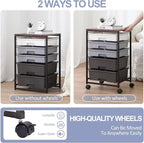 SYKIARIOL Utility Cart with 5 Drawers, Storage Drawer Cart with Wooden Tabletop - Image 7