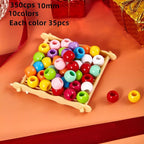 350pcs 10mm Plastics Acrylic Beads Mix 10 Color Large Hole Pony Hair Beads - Image 2