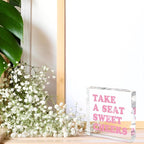 Take a Seat Sweet Cheeks Pink Acrylic Wall Decal, 4x4 Inch Fun Bathroom Decor - Image 3