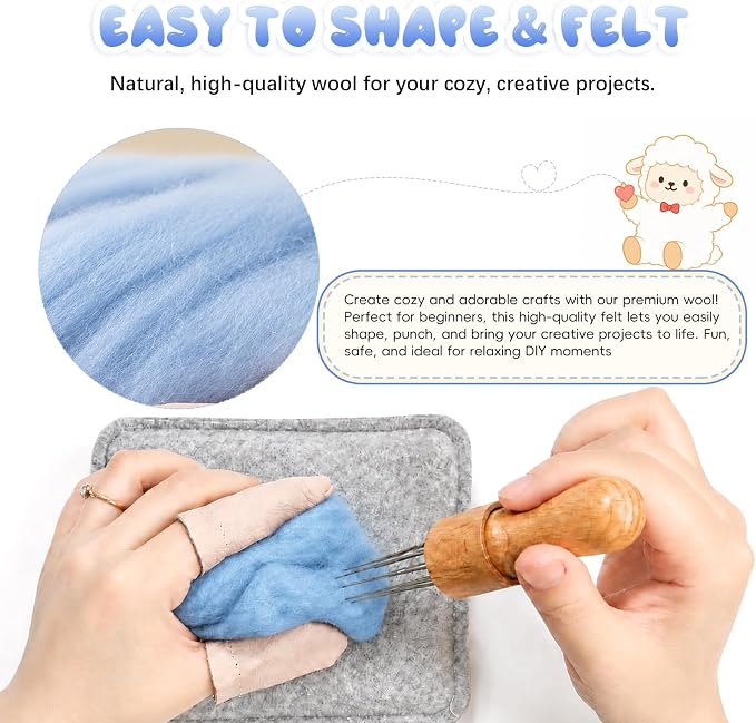 3.53oz Wool Roving: Needle Felting Wool White Roving Wool Felting Supplies Pure - Image 3