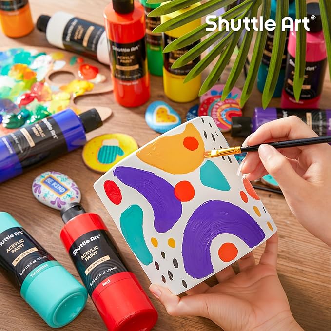 Shuttle Art 12 Colors Acrylic Paint, 250ml/8.45oz Bottles Acrylic Paint Set - Image 6