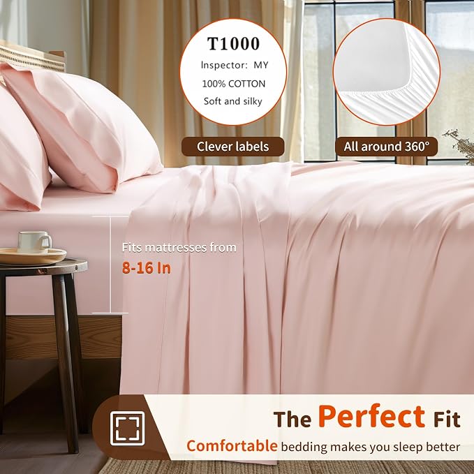 LBRO2M Split King Sheet Sets for Adjustable Bed 1000 Thread Count 100% Egyptian - Image 3