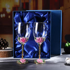 Simcat Handmade Painted Enamel Flower Glass Wine Glasses Transparent Refined by Simcat