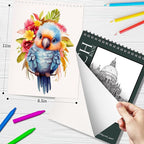 OSIMIG 5 Pack Sketch Book 8.5" x 11" Set, Top Spiral Bound Sketch Pad 150 Sheet - Image 3