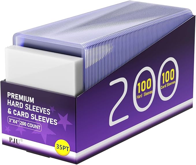 200 Card Sleeves Hard Plastic, Premium Baseball Card Sleeves, Sports Football by PJU