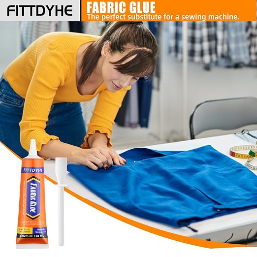 FITTDYHE Fabric Glue Permanent, 60 ML Washable Clear Clothing Glue, Super - Image 7