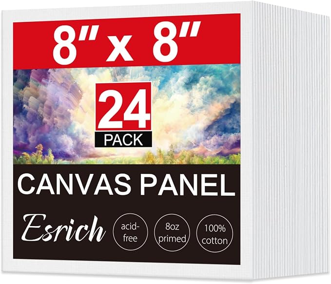 ESRICH Canvas for Painting, 24 Pack Square Canvas Boards for Painting 8x8 by ESRICH