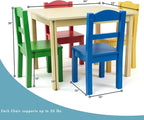 Humble Crew Kids Wooden Table and 4 Chairs Set, Natural/Primary - Image 4