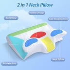 HOMCA Memory Foam Cervical Pillow, 2 in 1 Ergonomic Contour Orthopedic Pillow - Image 3