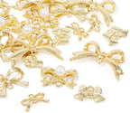 FASHEWELRY Alloy Bowknot Charms Links Golden Bow Tie Connector Charms Metal Bow - Image 7