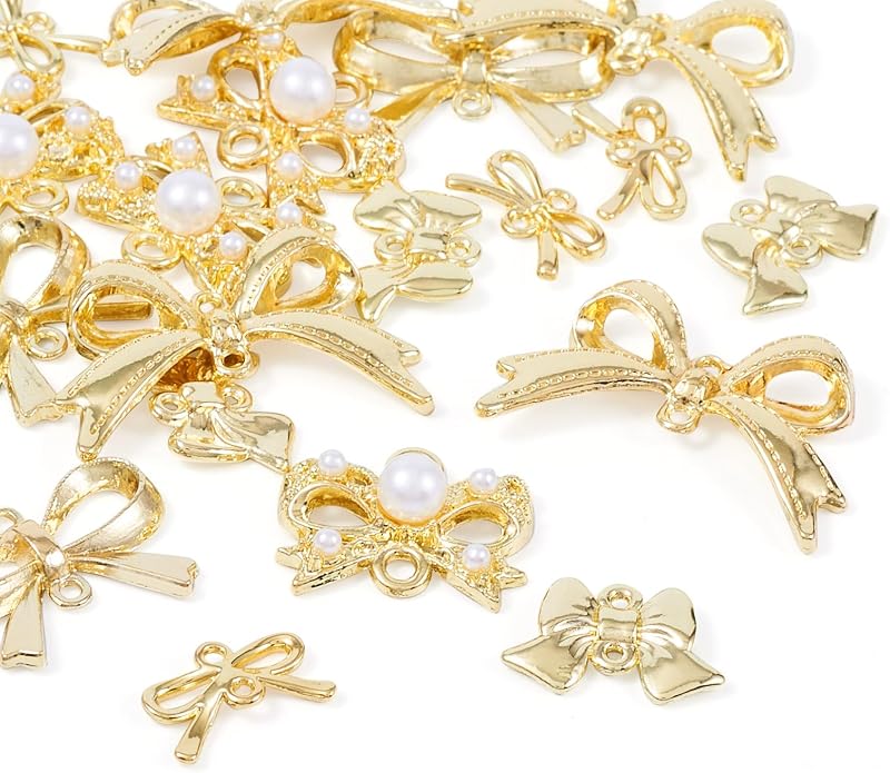 FASHEWELRY Alloy Bowknot Charms Links Golden Bow Tie Connector Charms Metal Bow - Image 7