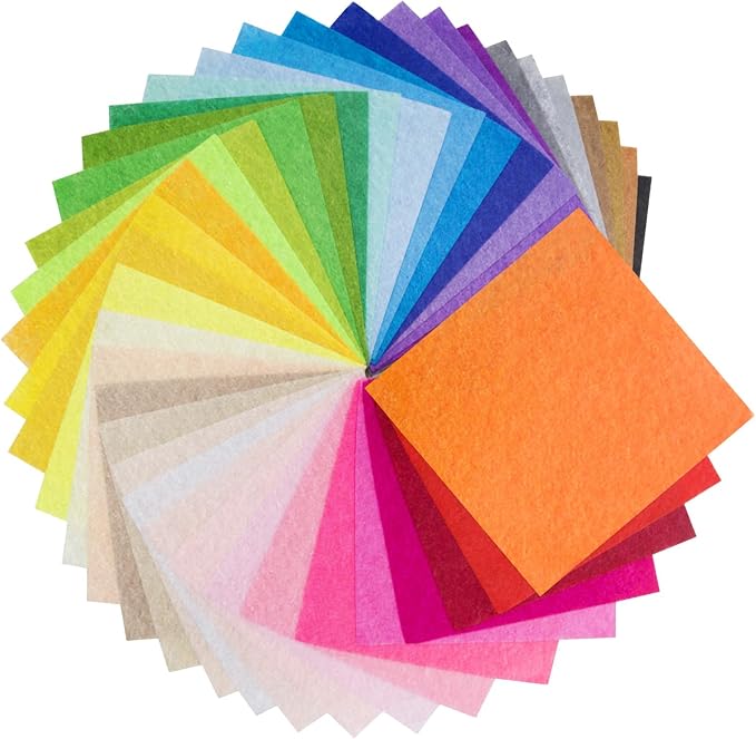 6" x 6" Felt Fabric Sheets for Crafts, 1mm Thick, Squares Non-Woven Felt Fabric by YHOLSDAS