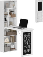 HOMCOM Foldable Convertible Writing Table Space-Saving Computer Desk White | by HOMCOM