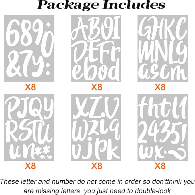 Outus 576 Pcs 8 Sheets Letters Stickers Vinyl Alphabet Number Decals Back to - Image 3