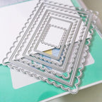 hinana 7pcs/Set Rectangle Frame Metal Die Cuts, Scallops Stitched Nesting Tag - Image 7