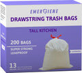 13 Gallon Drawstring Trash Bags, Lavender Scented 200 Count Tall Kichen Garbage Bags, Pre-Separated, Odor Control, Ultra Strong, Leakproof, Sturdy, White