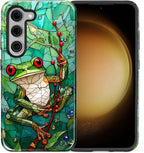 for Samsung Galaxy S23 Case, Frog Stained Glass Pattern Glossy 2 in 1 - Image 2