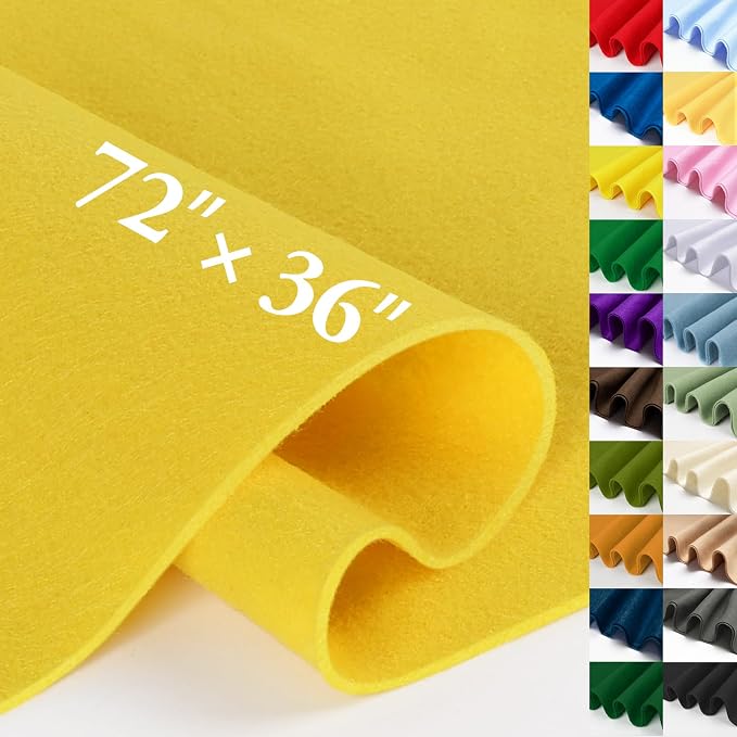 Yellow Felt Fabric Sheet 72" X 36", 1.4mm Thick Large Soft Durable Flexible by MITINU