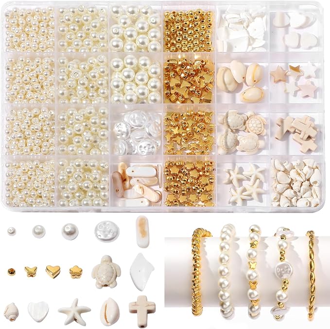 1000Pcs Pearl Beads for Bracelets Making -4mm 6mm White Pearl Beads by Unknown
