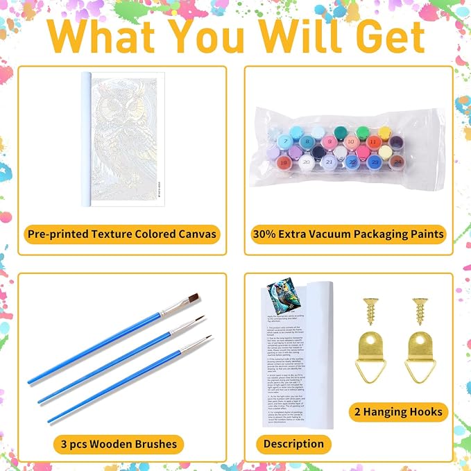 Paint by Numbers Kit for Adults, Owl Paint by Numbers Kit for Adults Beginners - Image 4
