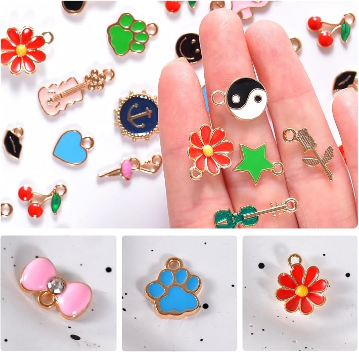 Bulk Gold Enamel Charms for Jewelry Making, Colorful Metal Charms Pendant for - Image 3