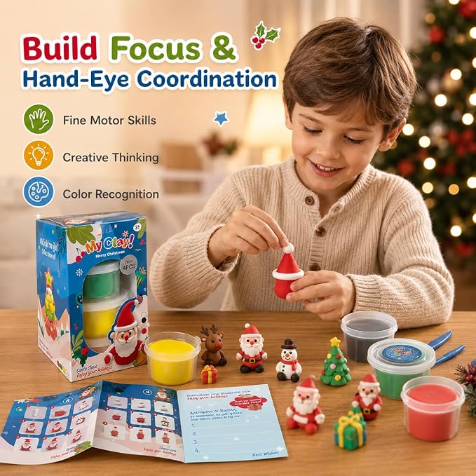 Air Dry Clay for Kids, 4 Christmas Mini Modeling Clay Sets, DIY Snowman Model - Image 5